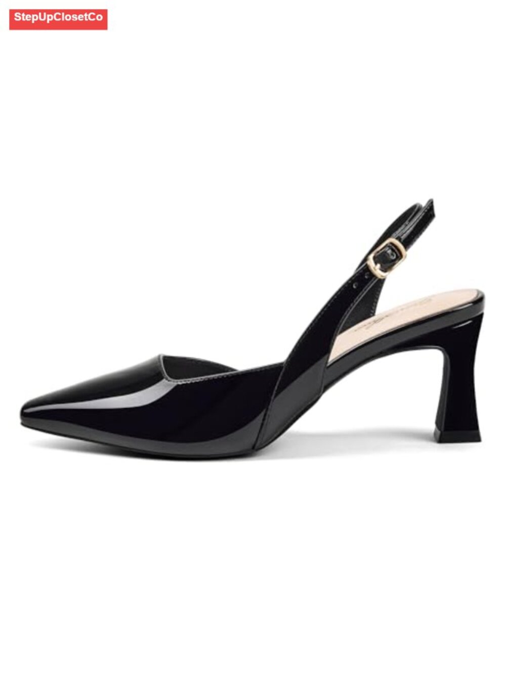Women's Kitten Heel Slingback Pumps Closed Toe D'Orsay - Picture 3 of 6